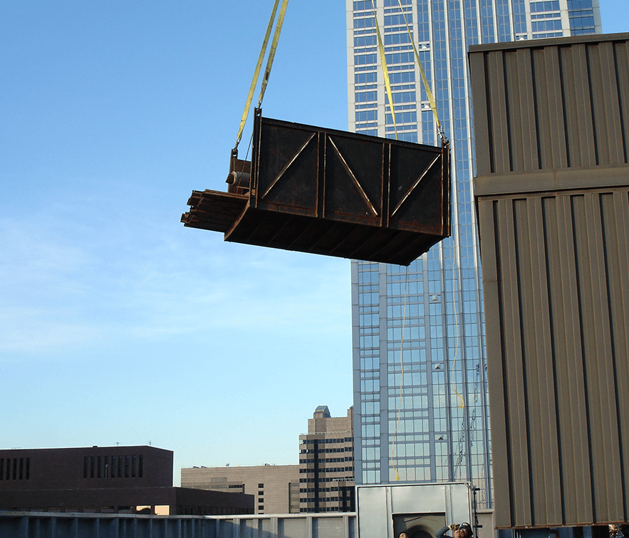 Mechanical Construction Services in downtown Philadelphia, PA Utilizing safety and planning to move building materials for a skyscraper, Philadelphia