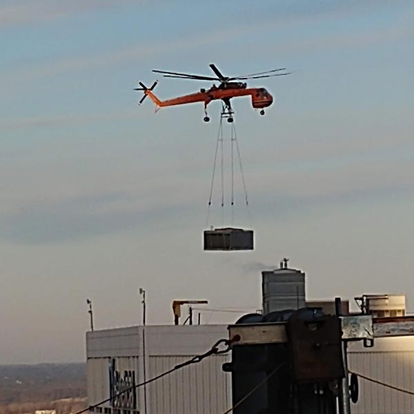 helicopter lift of a cooling tower replacement